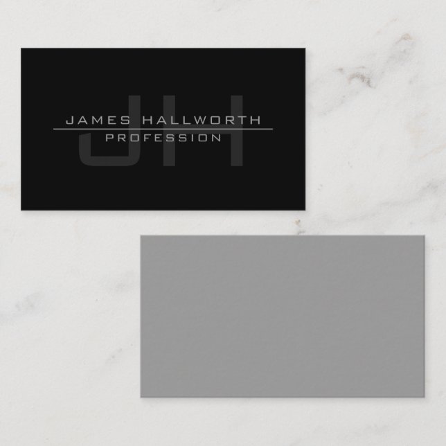 Modern Monogrammed Initials (or other text) Grey Note Card (Front/Back)