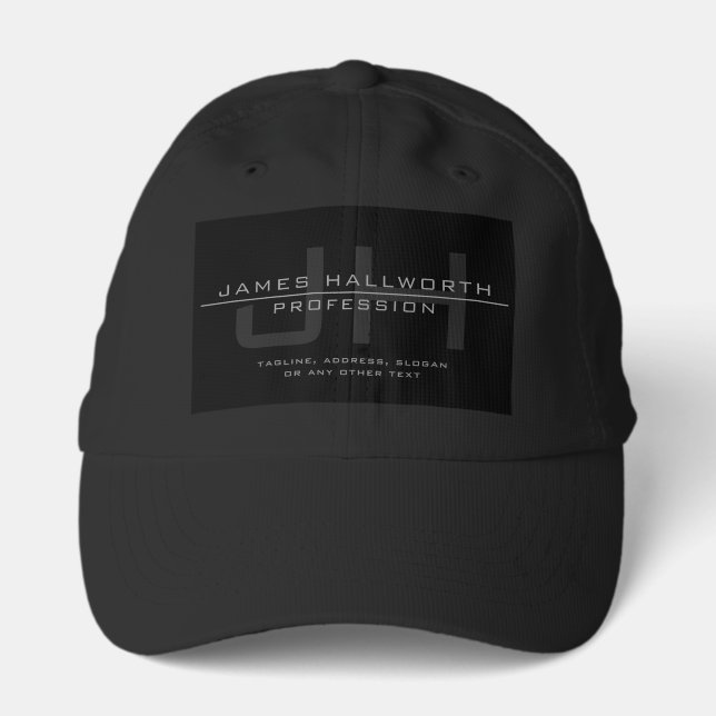 Modern Monogrammed Initials (or other text) Grey Performance Cap (Front)