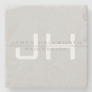 Modern Monogrammed Initials (or other text) Grey Stone Coaster