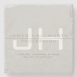 Modern Monogrammed Initials (or other text) Grey Stone Coaster