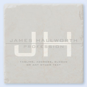 Modern Monogrammed Initials (or other text) Grey Stone Coaster