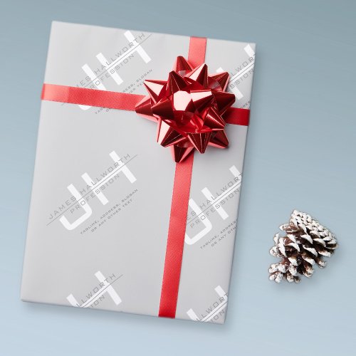 Modern Monogrammed Initials or other text Grey Wrapping Paper