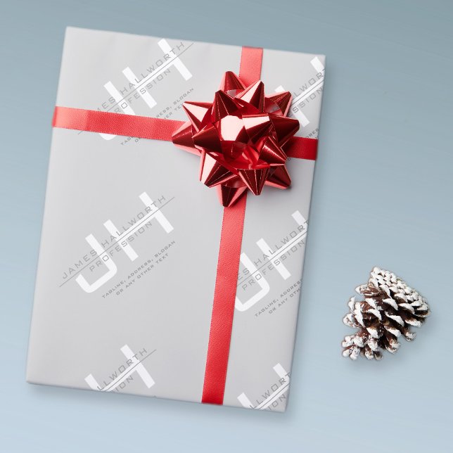 Modern Monogrammed Initials (or other text) Grey Wrapping Paper (Creator Uploaded)