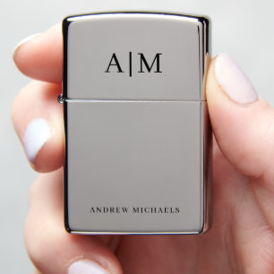 Modern Monogrammed Initials Wedding Groomsmen Gift Zippo Lighter