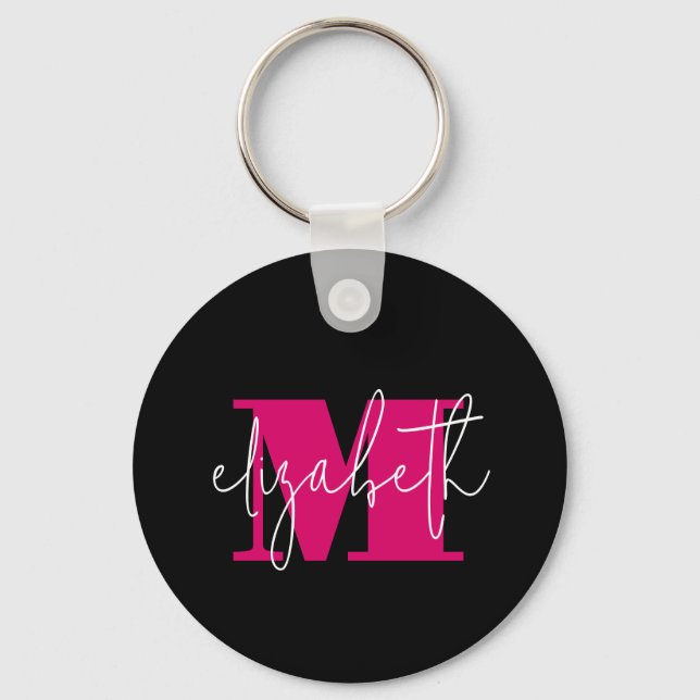 Modern Monogrammed Keychain (Front)