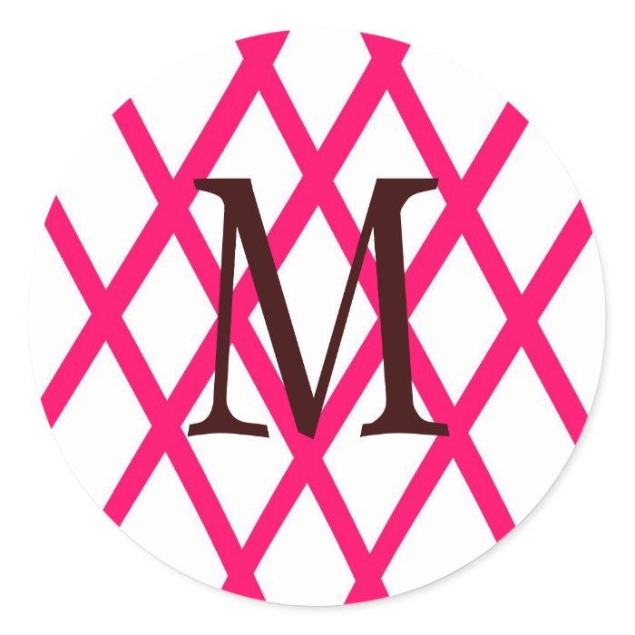 Modern Monogrammed Lattice in Pink Stickers