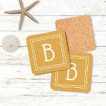 Modern Monogrammed Letter Initial Yellow White  Beverage Coaster<br><div class="desc">Modern & Stylish personalized monogram added to decorative chic simple farmhouse style pattern coaster in golden yellow and white. Great gift idea! Easily customize with design tool to make it your own! Contact me at beachpausedesigns@gmail.com if you need help or have questions with this or any of our designs. Other...</div>