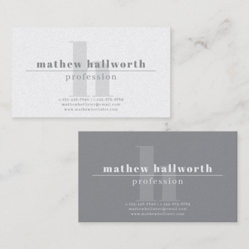Modern Monogrammed, Light & Dark Grey, 2 Sided Business Card