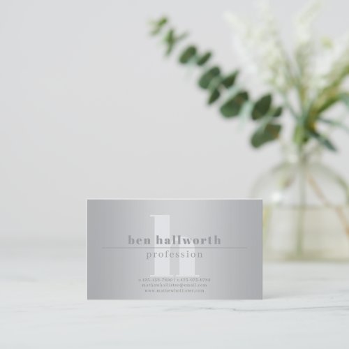 Modern Monogrammed, Light & Dark Grey Gradient Business Card