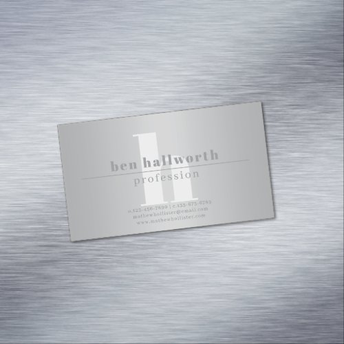 Modern Monogrammed, Light & Dark Grey Gradient Business Card Magnet