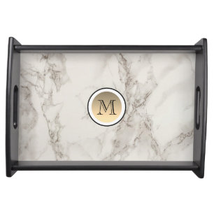 Modern Monogrammed Marble Serving Tray