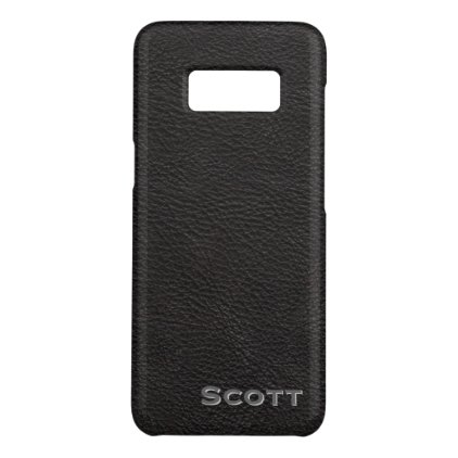 Modern Monogrammed Masculine Black Leather Look Case-Mate Samsung Galaxy S8 Case