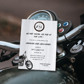 Modern Monogrammed Motorcycle Adventure Wedding Invitation