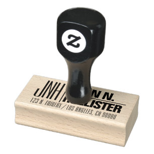 Modern Monogrammed Name or Business Return Address Rubber Stamp