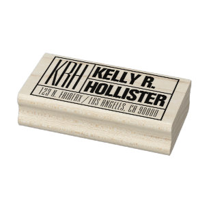 Modern Monogrammed Name or Business Return Address Rubber Stamp