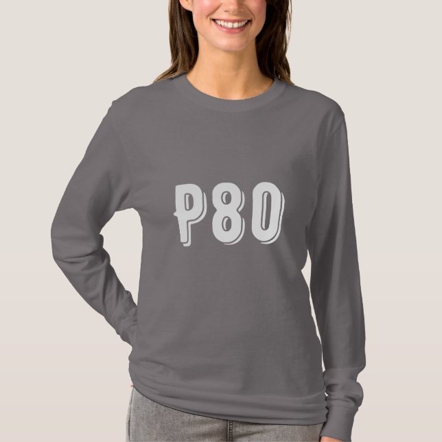 Modern monogrammed P80 teen gray T-Shirt (Front)