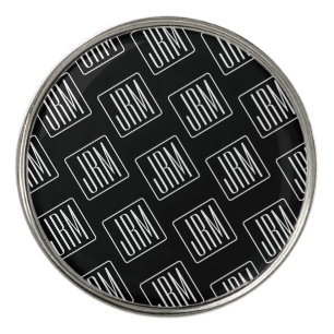 Modern Monogrammed Pattern   Black & White Golf Ball Marker