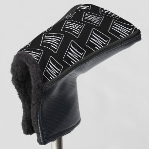 Modern Monogrammed Pattern   Black & White Golf Head Cover
