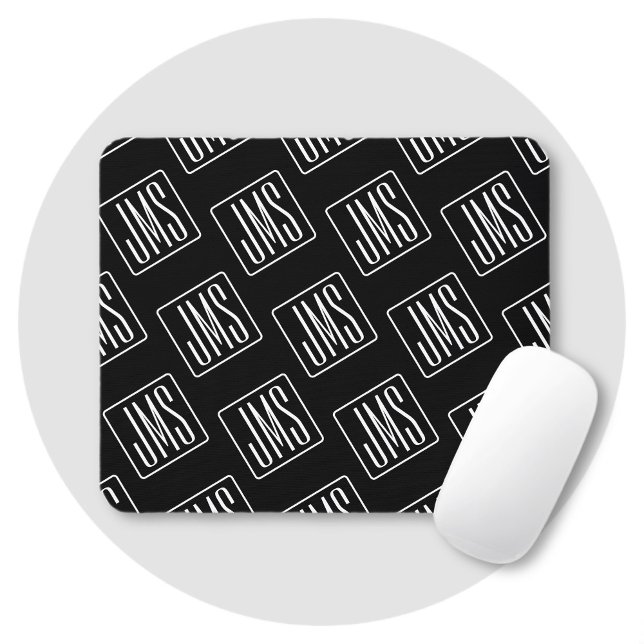 Modern Monogrammed Pattern | Black & White Mouse Pad (Creator Uploaded)