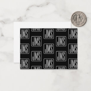 Modern Monogrammed Pattern Black & White Note Card