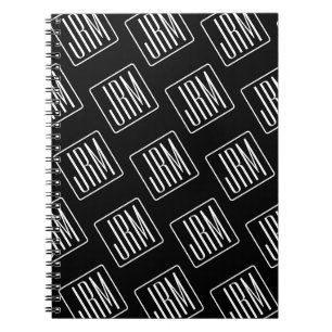 Modern Monogrammed Pattern Black & White Notebook