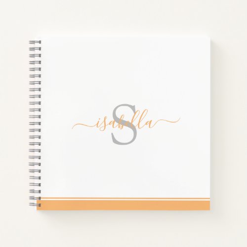 Modern Monogrammed Peach Notebook