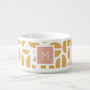 Modern Monogrammed Personalized Yellow Pink Custom Bowl