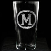 Modern Monogrammed Pint Glass (Front)