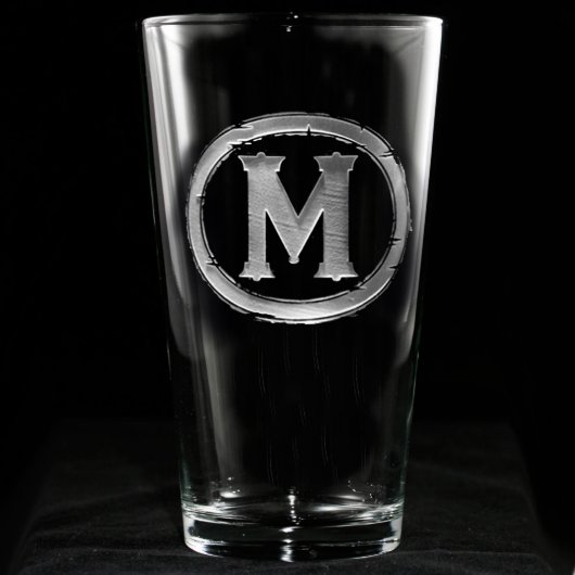Modern Monogrammed Pint Glass (Front)