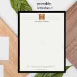 Modern monogrammed printable letterhead black gold poster<br><div class="desc">Elegant simple letterhead template with a black frame and a contemporary typography script. Digital download - when ordering,  choose your format INSTANT DOWNLOAD</div>