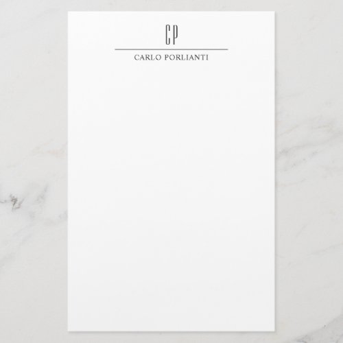 Modern Monogrammed Professional Plain Simple Name Stationery