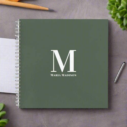 Modern Monogrammed Professional Sage Green  Notebook