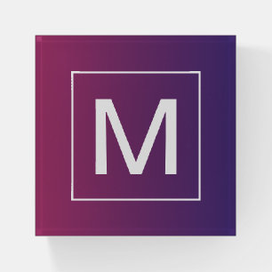 Modern Monogrammed Purple Ombre Paperweight