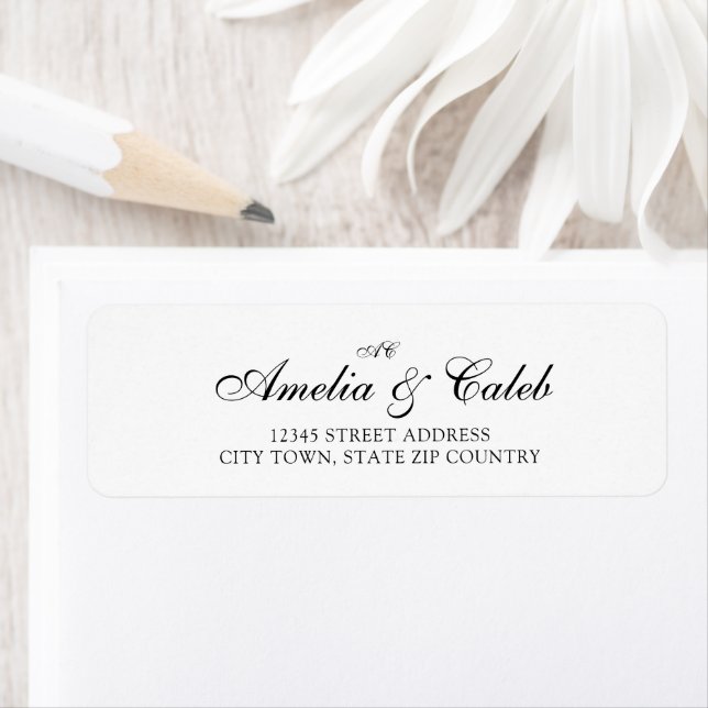 Modern Monogrammed Script Wedding Return Address Label (Insitu)