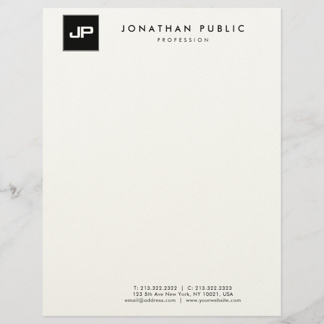 Modern Monogrammed Simple Trendy Template Letterhead (Front)