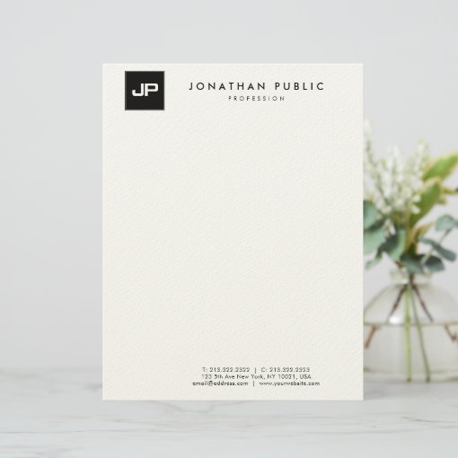 Modern Monogrammed Simple Trendy Template Letterhead | Zazzle