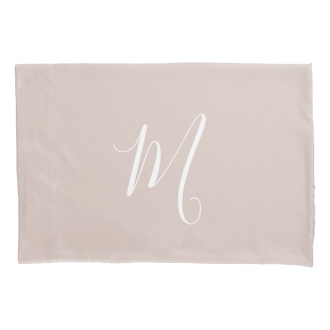 Modern Monogrammed Solid Blush Pink Pillow Case (Front-Left)