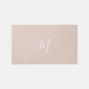 Modern Monogrammed Solid Blush Pink Rug