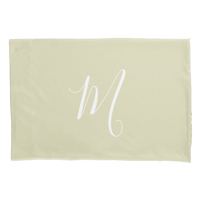 Modern Monogrammed Solid Green Pillow Case (Front-Left)