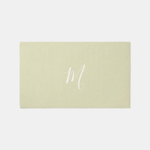 Modern Monogrammed Solid Green Rug