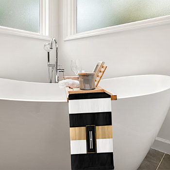 Modern Monogrammed Striped Bath Towel Set by DizzyDebbie at Zazzle