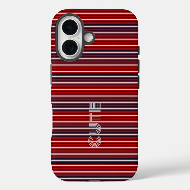 Modern Monogrammed Striped  Case-Mate iPhone Case (Back)
