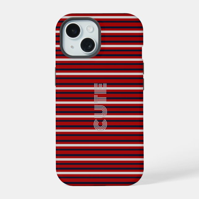 Modern Monogrammed Striped  Iphone Case (Back)