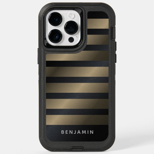 Modern Monogrammed Striped Pattern Otterbox iPhone Case (Back)