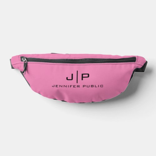 Modern Monogrammed Template Pink Solid Color Fanny Pack