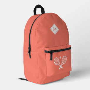 Modern Monogrammed Tennis Player Minimalist  Printed Backpack