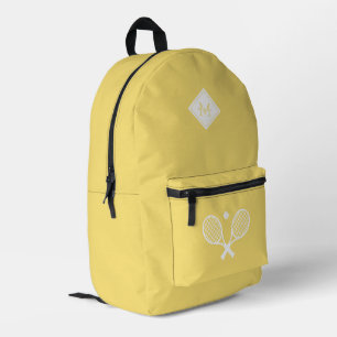 Modern Monogrammed Tennis Player Minimalist Printed Backpack
