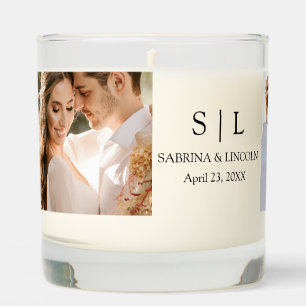 Modern Monogrammed Wedding Photo Scented Candle