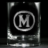 Modern Monogrammed Whiskey Glass (Front)