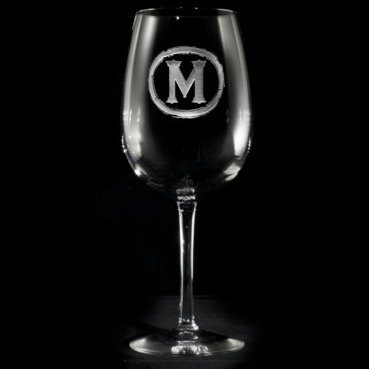 Modern Monogrammed Wine Glass (Front)